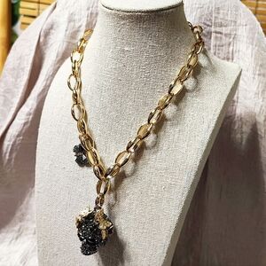 Betsey Betsy Johnson Gunmetal Skull Butterfly Butterflies Halloween Necklace NEW